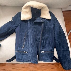 Lucky Brand Navy Blue Jacket with Cream Collar